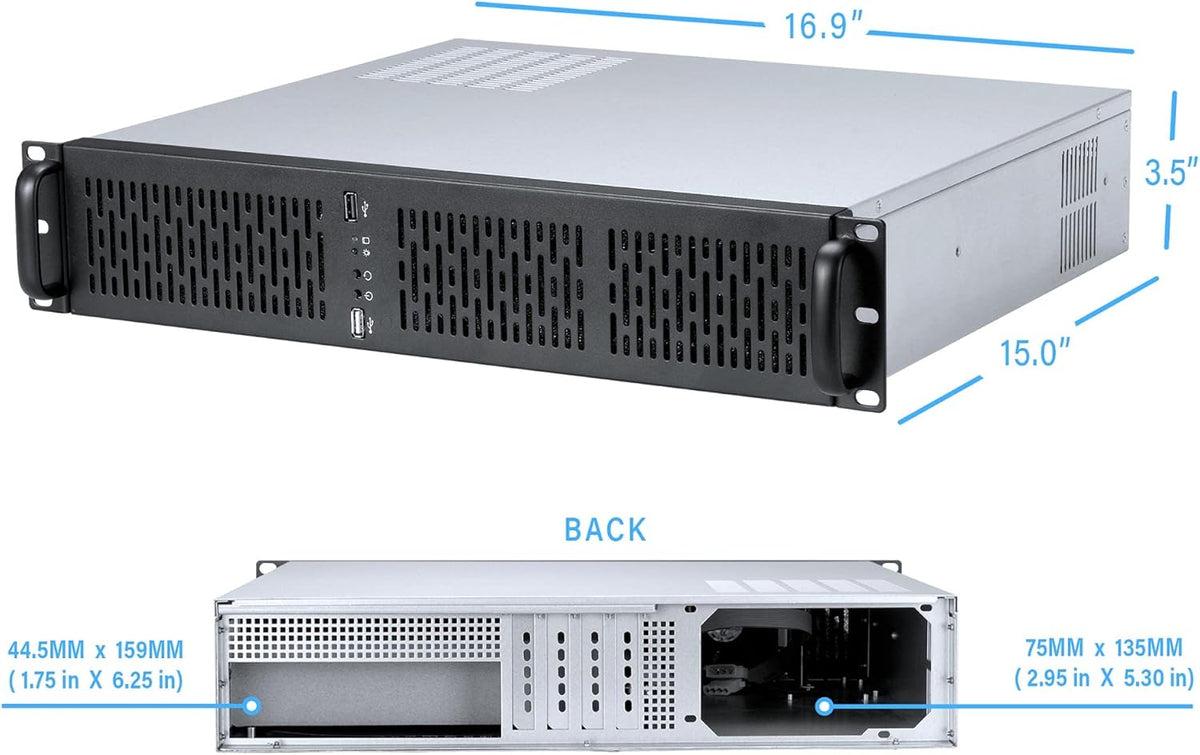 2U Rackmount Server Case 4 Bay 3.5 HDD Metal F196