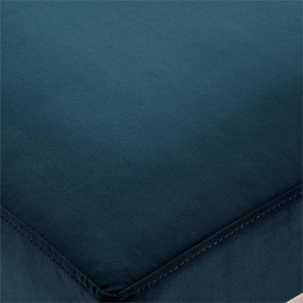 Blue Velvet Upholstered Bench with Stainless Steel Legs Z299