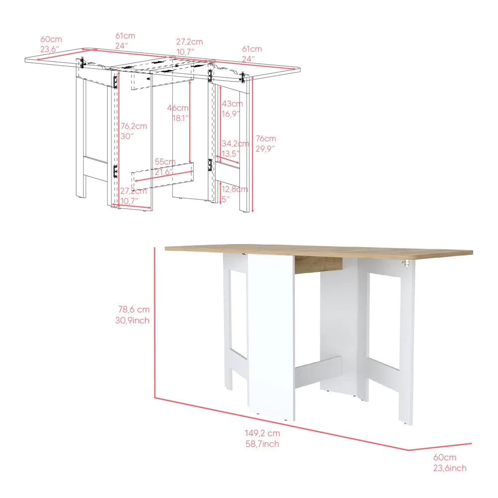 Folding Dining Table White Macadamia L916729