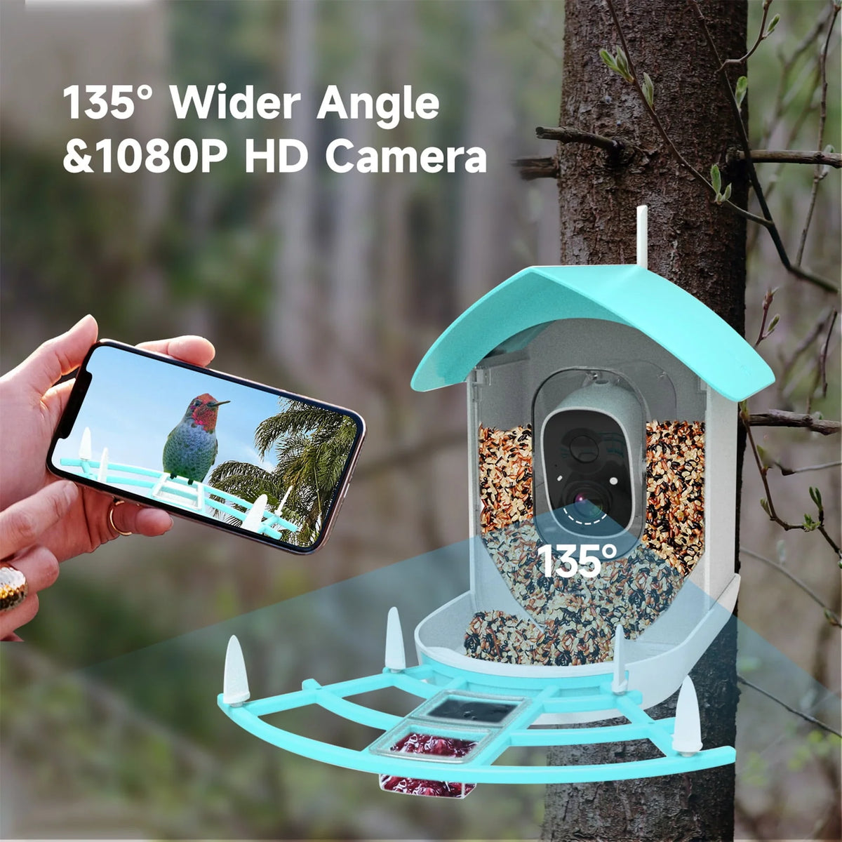 Solar-Powered WiFi 1080P Camera Bird Feeder Z43598