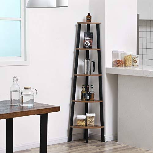 5-Tier Corner Bookcase with Metal Frame W403630