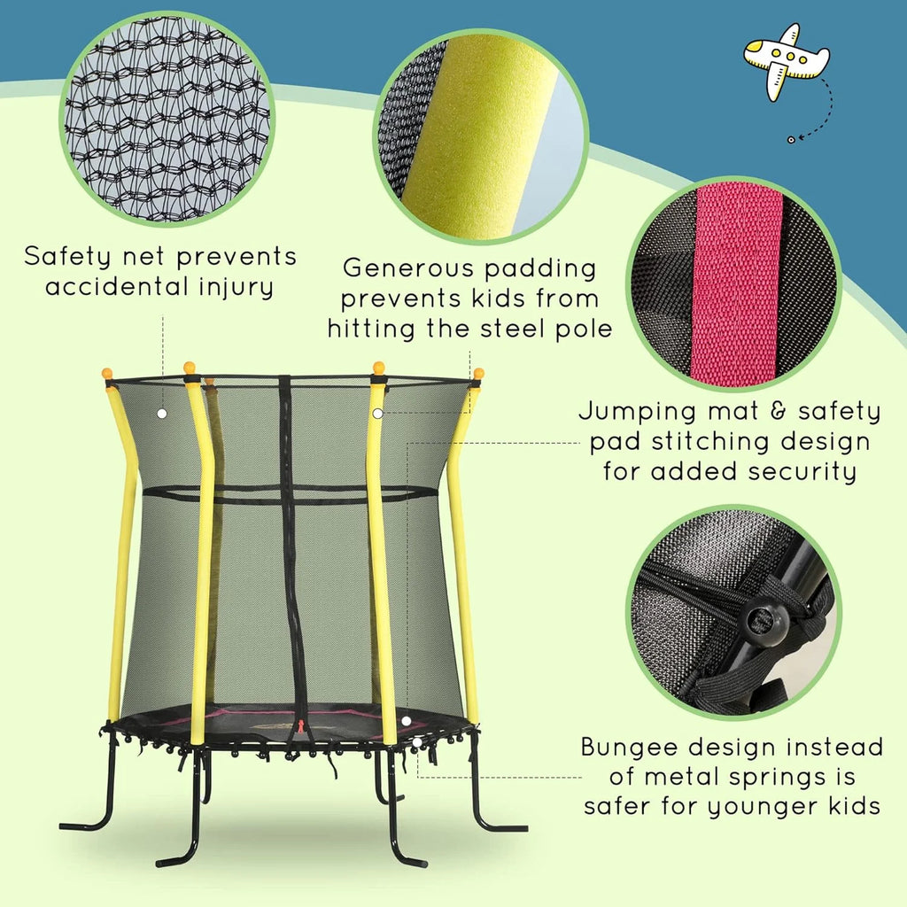 Kids Small Trampoline With Enclosure, Springfree Toddler Trampoline With Net, Black J632