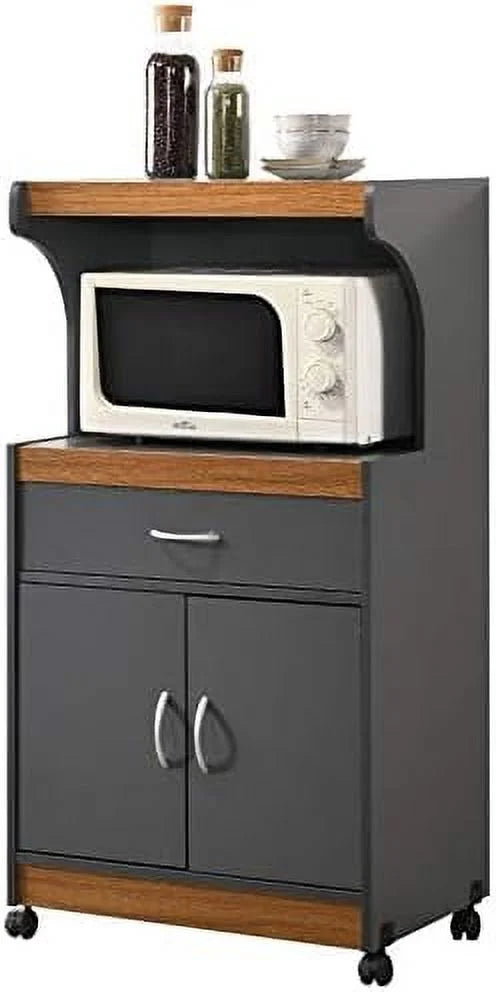 Gray Oak Microwave Kitchen Cart H6299