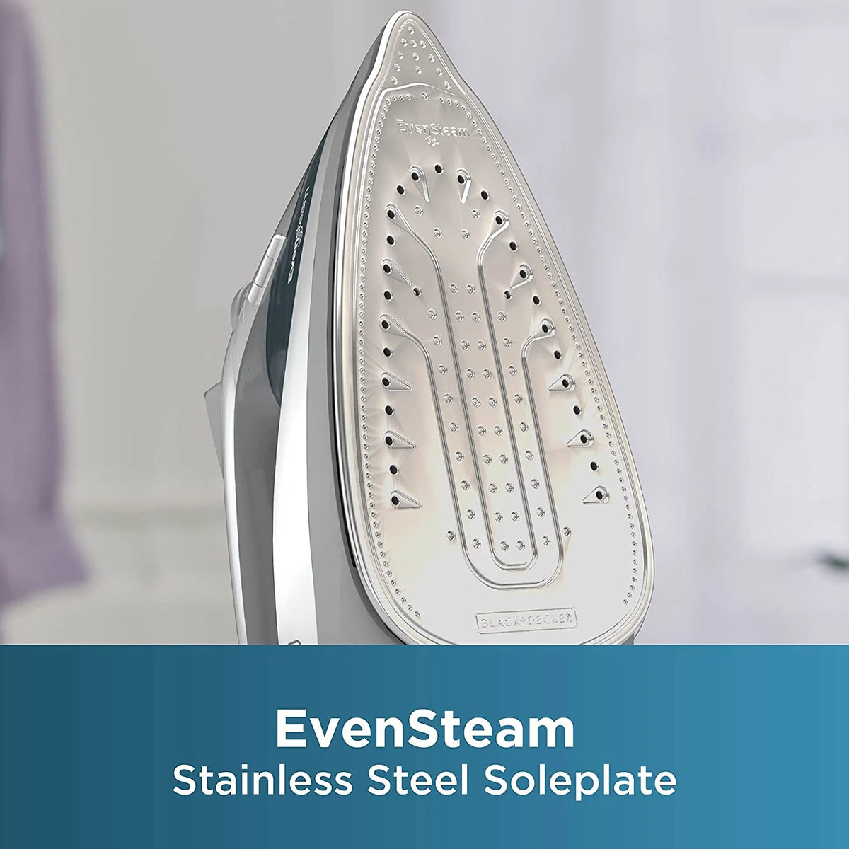 Grey Steam Iron with Stainless Steel Soleplates E385116