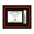 Single Diploma Frame with Tassel and Double Matting for 15 x 12 Tall Diploma, Mahogany with Gold Lip S79352