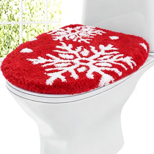 Red White Snowflake Toilet Seat Cover S39230