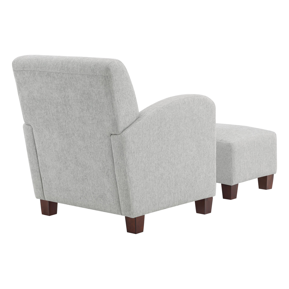 Chair & Ottoman Herringbone Smoke Gray Fabric with Medium Espresso Legs V4599