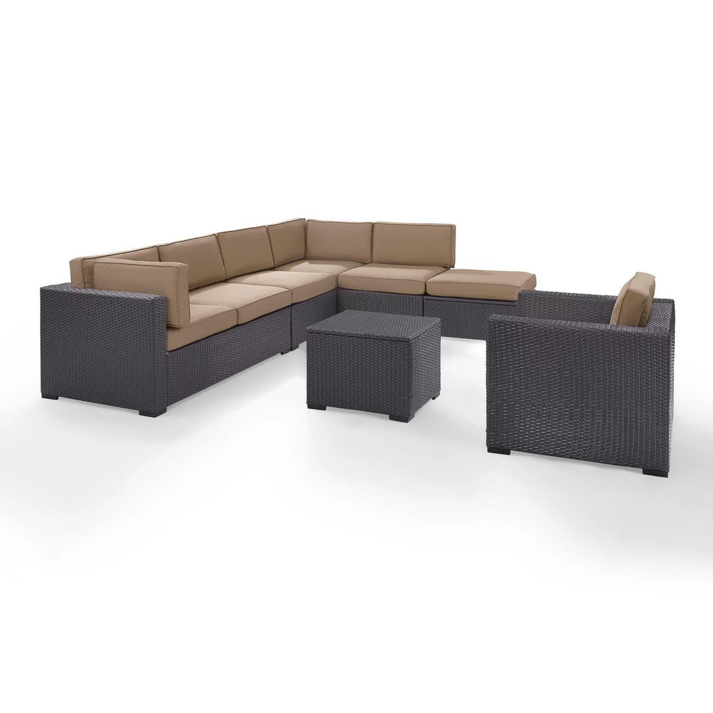 6Pc Outdoor Wicker Sectional Set with Fire Pit E42549