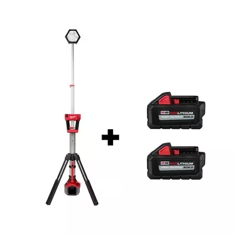 18-Volt Lithium-Ion Cordless Tower Light with Two 6.0 Ah Batteries O755