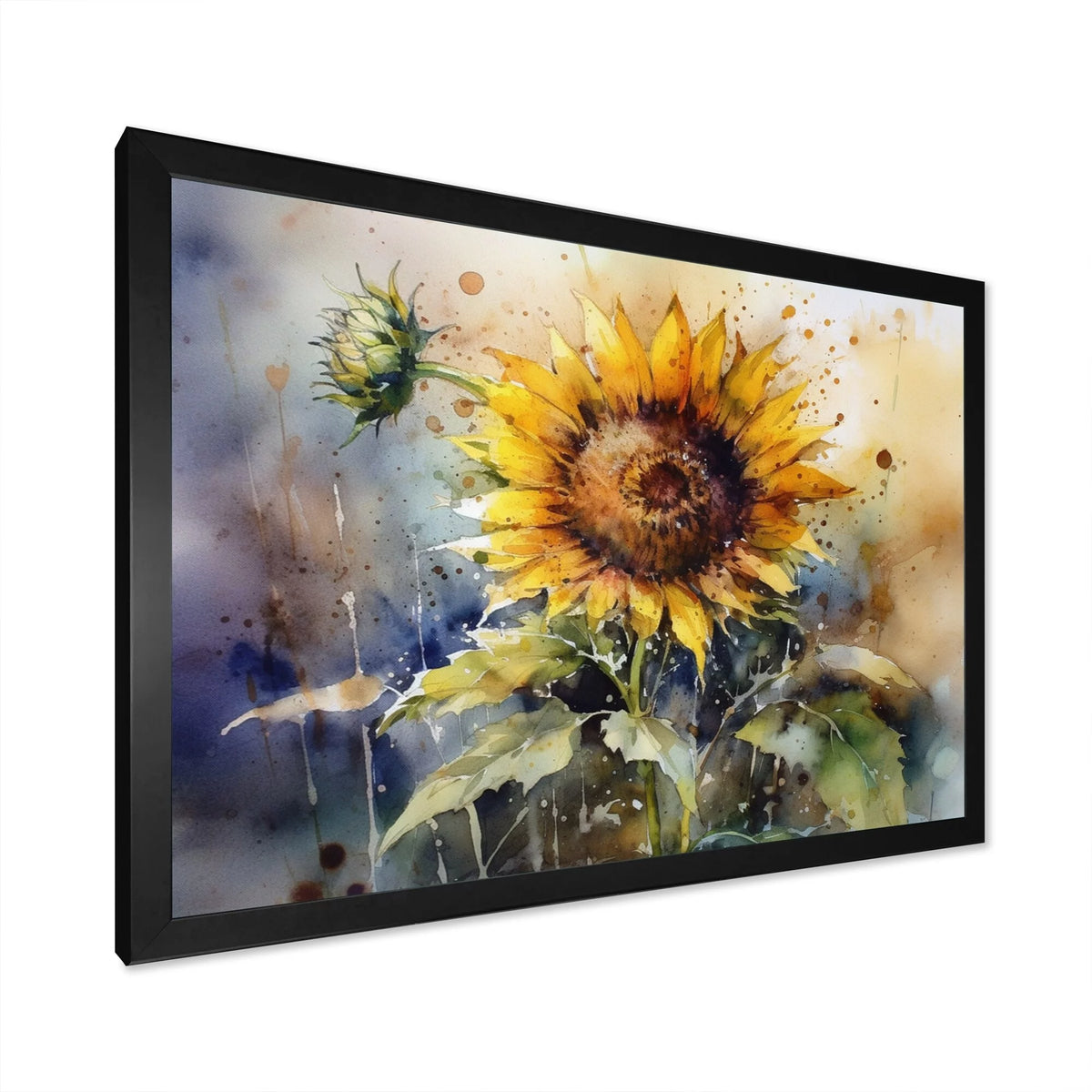 Floral Sunflower Framed Canvas Art Print 44 in. wide x 34 in. high K6568