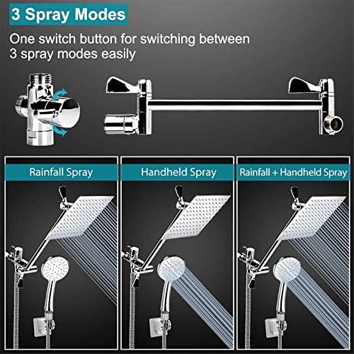 High Pressure Rain Shower Combination 9 Modes 304 Stainless Steel Hose Pack of 2 T25664