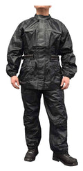 Black Waterproof Motorcycle Rain Suit V500