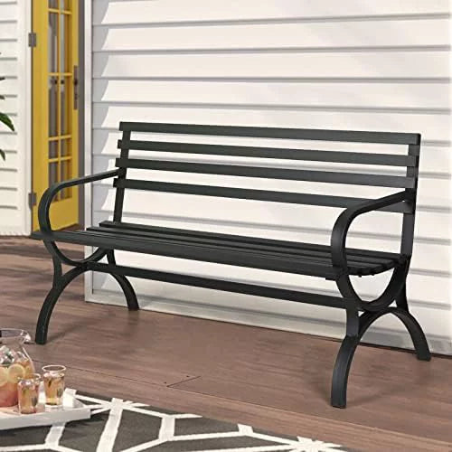 Outdoor Garden Bench with Backrest and Armrests E5382