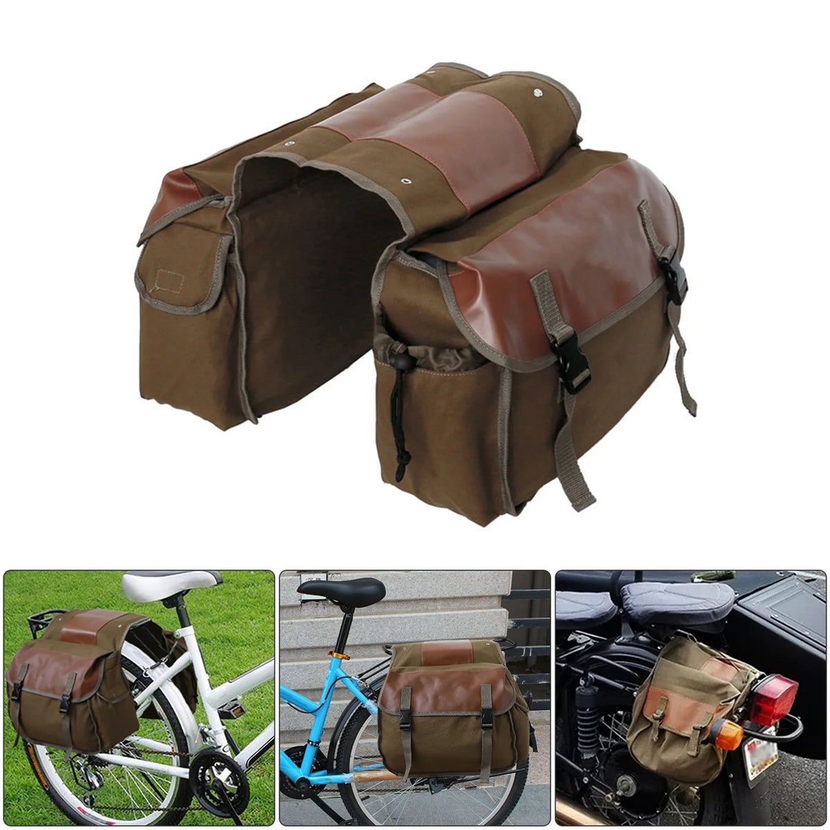 Large Capacity Canvas Waterproof Motorcycle Saddle Bag C377